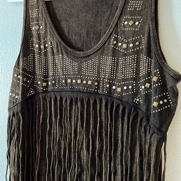 Wrangler dress with fringe. Brown. Medium. - Picture 3 of 5